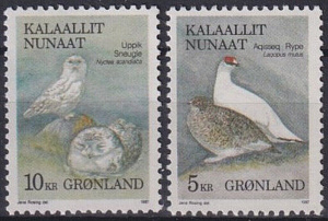 Гренландия 1987, № 186-187, Полярные Птицы, 2 марки
